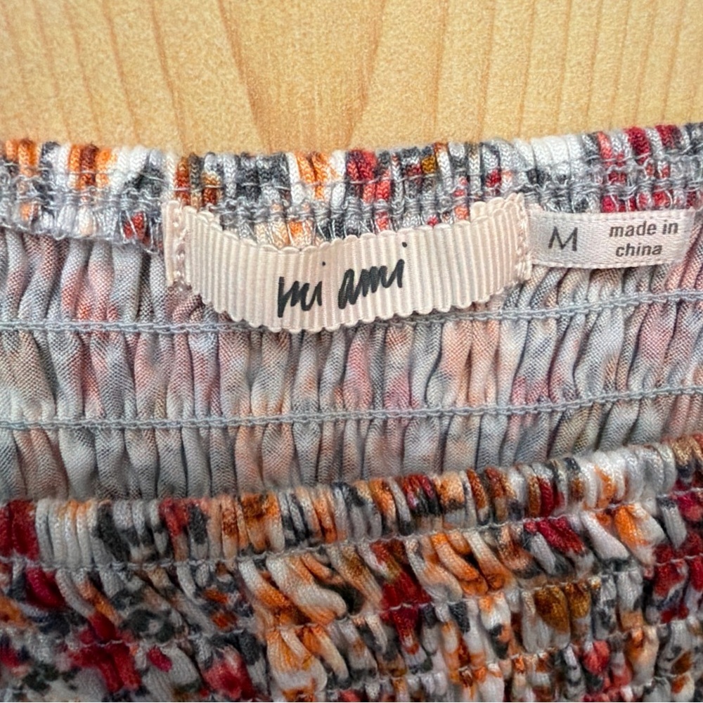 Mi Ami Chic Floral Smocked Cropped Peasant Top Cottagecore Romantic Festival M - Picture 4 of 11